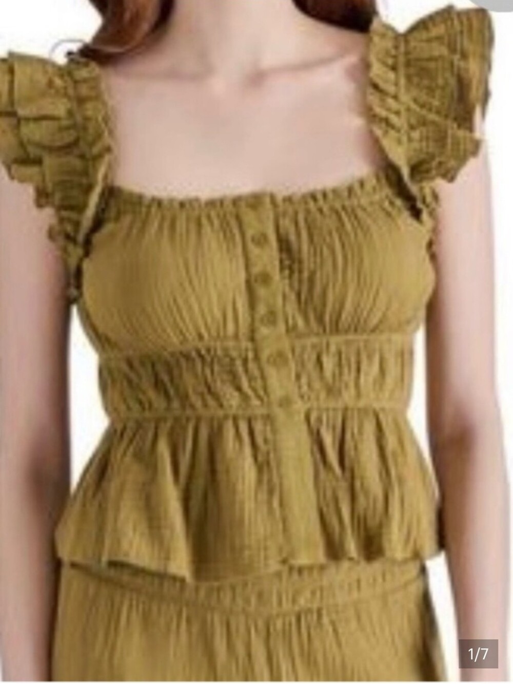 Steve Madden deep olive double cloth button front Ruff LARGE